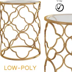 Benzara Superb Metal Glass Accent Table 3d model Low-poly  3D model