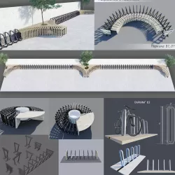  Bicycle parkings  Outdoor Bench 3D model