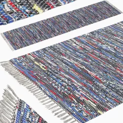 Carpet Hand Woven Striped Pattern Cotton - blue 3D model