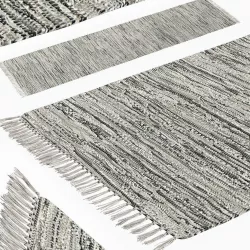 Carpet Hand Woven Striped Pattern Cotton - Gray 3D model
