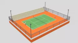 Cartoon Tennis Court Scene 3D model
