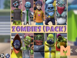 Cartoon Zombies Pack Low-poly  3D model