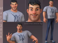 David Cartoon character Rig 3D model