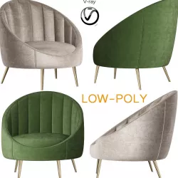 Ether Padded Armchair 3d model Low-poly  3D model