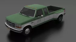 F-350 Pickup 1992 SuperCab DRW Low-poly  3D model