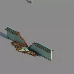 Game Grass Temple Village - broken wall 03 3D model