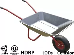 Game-ready Wheelbarrow Clean - Unity - HDRP - UE4 Low-poly  3D model