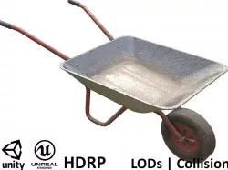 Game-ready Wheelbarrow dirty - Unity - HDRP - UE4 Low-poly  3D model