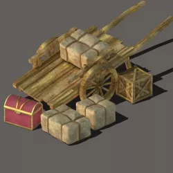Gmax Ancient Transport Tool - Wooden Cart 3D model