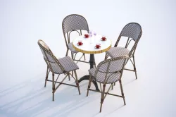 Gold table with four chairs 3D model