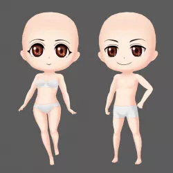 Hand Painted Chibi Character Base Mesh Low-poly  3D model