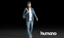 Humano Casual Black Man Walking with backpack 0215 3D model