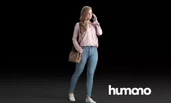 Humano Casual Woman Walking with a bag and phone 0201 3D model