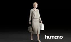 Humano Elegant Woman Walking  with shopping bag 0304 3D model