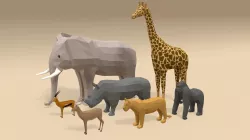 Low Poly Cartoon African Animals Collection 