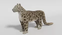 Low Poly Cartoon Snow Leopard Low-poly  3D model