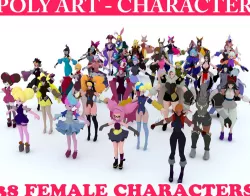 Low poly Character Mega Pack 02 - Fantasy Females Low-poly  3D model