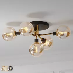 Mid Century Style Light Opal Amber Smoke Glass Shade 3D model