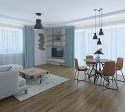 Nice living room with white brick wall 3D model