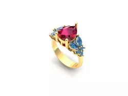pear ring ruby 3D model