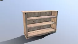 Pine Bookshelf Low-poly  3D model
