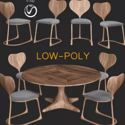 Product Detail - Lily Pad Table and Chairs II 3d model Low-poly  3D model