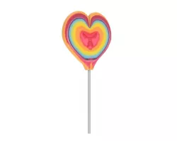 Rainbow lollipop heart shaped candy 3D model
