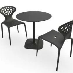 Supernatural Plastic grey table and chairs 3D model