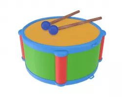 Toy drum with sticks 3D model
