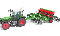 Tractor with Seed Drill 3D model