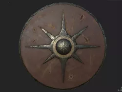 Viking historical leather-covered shield Low-poly  3D model