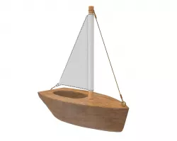 Wooden sailboat 3D model