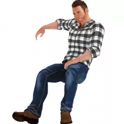 Young Man Sitting Low-poly  3D model