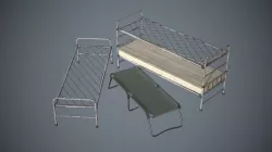 Bed and Cot Low-poly  3D model