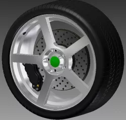 Custom rim + tire + break disk and caliper