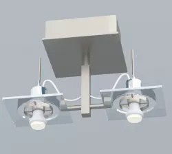 Double-bolt metal ceiling lamp VR AR  Low-poly  3D model