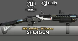 Futuristic Shotgun Low-poly  3D model