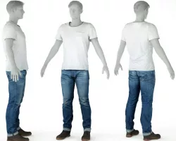 Male Casual Outfit 42 Tshirt Jeans Footwear Low-poly  3D model