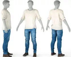 Male Casual Outfit 43 Shirt Pants Shoes Low-poly  3D model