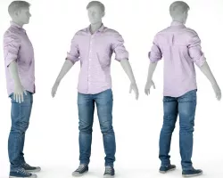 Male Casual Outfit 46 Shirt Trousers Shoes Low-poly  3D model