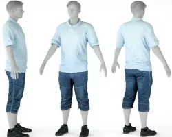Male Casual Outfit 47 Polo Shorts Footwear Low-poly  3D model