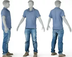 Male Casual Outfit 51 Shirt Jeans Footwear Low-poly  3D model
