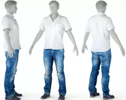 Male Casual Outfit 52 Shirt Pants Shoes Low-poly  3D model