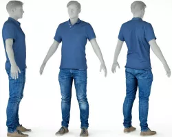 Male Casual Outfit 53 Shirt Jeans Footwear Low-poly  3D model