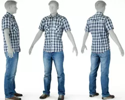Male Casual Outfit 54 Shirt Pants Shoes Low-poly  3D model