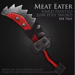 Meat Eater- 3D low poly fantasy hand painted sword Low-poly  3D model