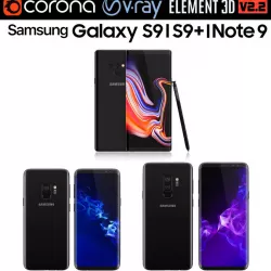 Samsung Galaxy S9 and S9 PLUS and NOTE 9 Midnight Black 3D model