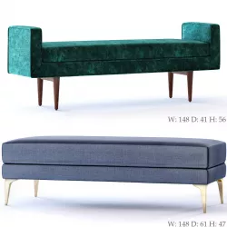 West Elm Andes and Landry Bench 3D model