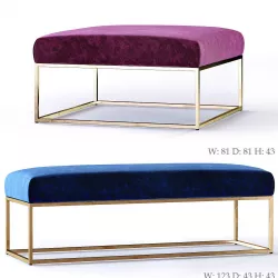 West Elm Box Frame Upholstered Ottoman and Bench Low-poly  3D model