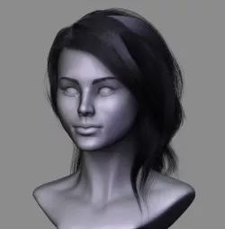 Black hair eyelashes eyebrows 3D model